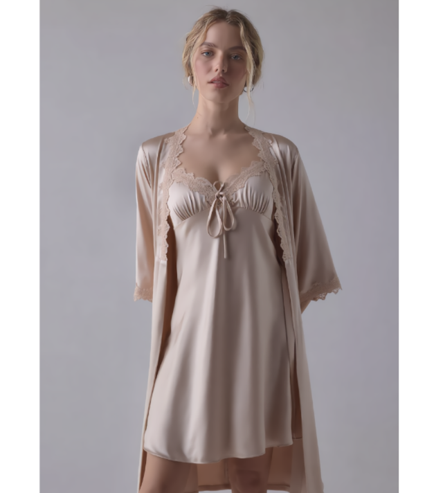 Belle Silk Sleep Set  (Nightgown + Robe)