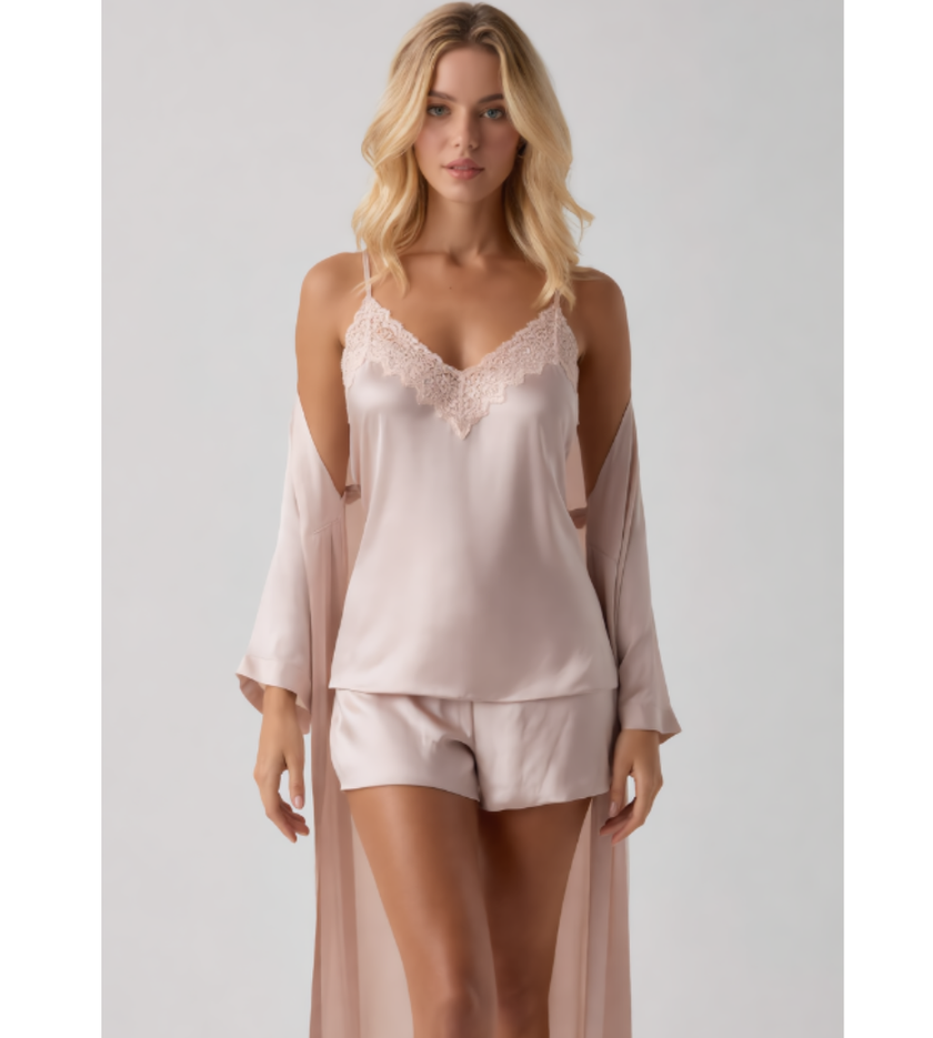 Belle Silk Sleep Set  (Nightgown + Robe)